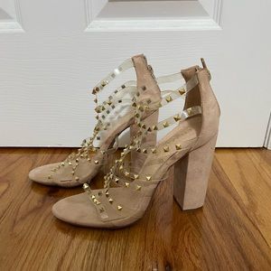 Nude Suede Studded Heel SZ 8.5